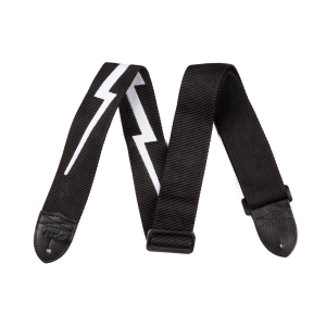 FENDER Nylon Lightning Bolt Strap Black/White 2"