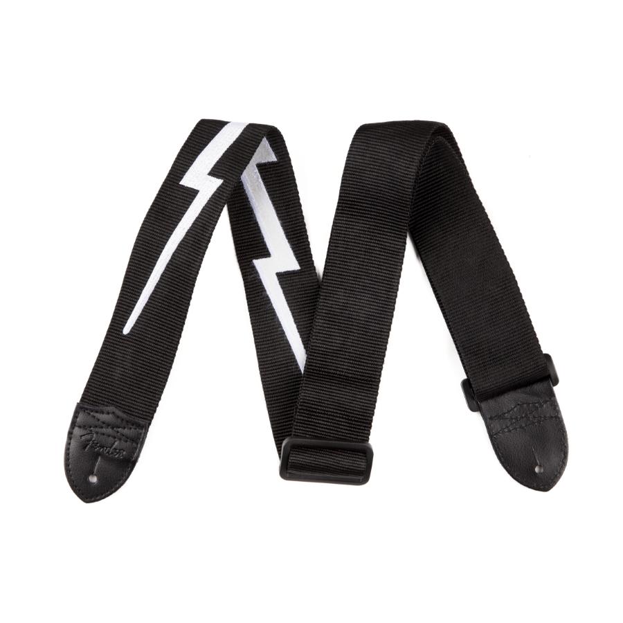 FENDER Nylon Lightning Bolt Strap Black/White 2"