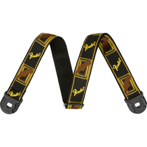 FENDER Quick Grip Locking End Strap Black/Yellow & Brown Monogram 2"