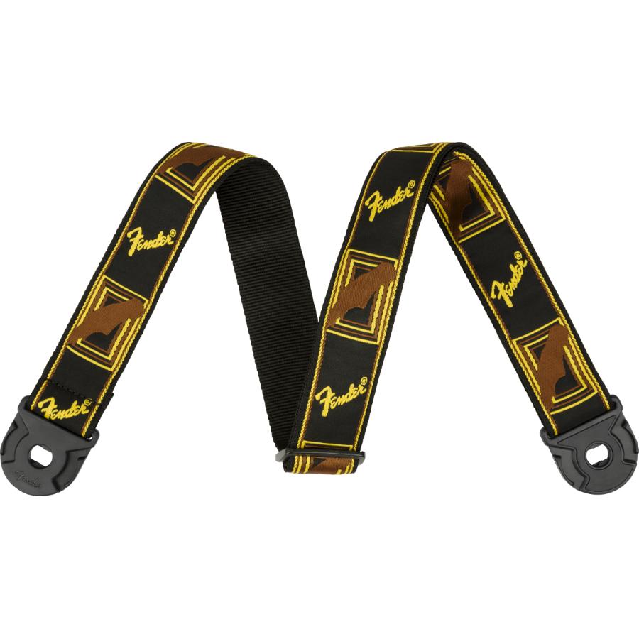 FENDER Quick Grip Locking End Strap Black/Yellow & Brown Monogram 2"