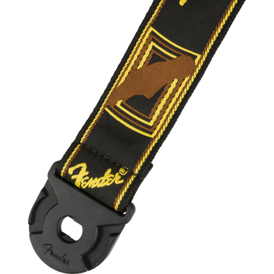 FENDER Quick Grip Locking End Strap Black/Yellow & Brown Monogram 2"