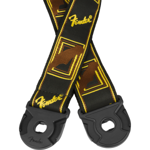 FENDER Quick Grip Locking End Strap Black/Yellow & Brown Monogram 2"