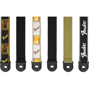 FENDER Quick Grip Locking End Strap Black/Yellow & Brown Monogram 2"