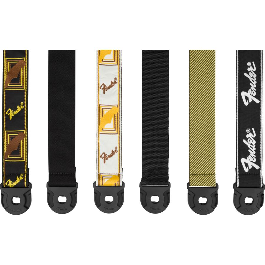 FENDER Quick Grip Locking End Strap Black/Yellow & Brown Monogram 2"