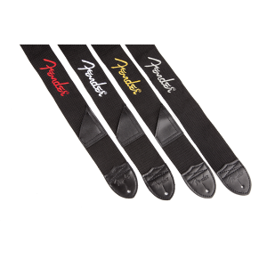 FENDER Fender Logo Strap Black/Yellow Logo 2"