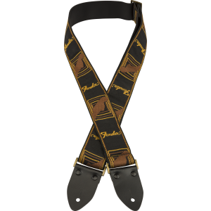 FENDER Legacy Vintage Monogram Strap Black/Yellow & Brown 2"