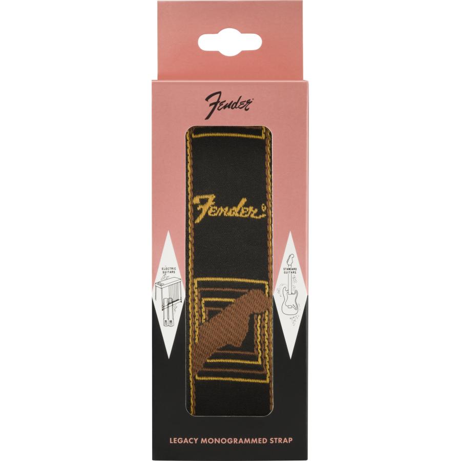 FENDER Legacy Vintage Monogram Strap Black/Yellow & Brown 2"