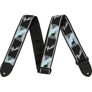 FENDER Monogrammed Strap Black/Light Grey/Blue 2"