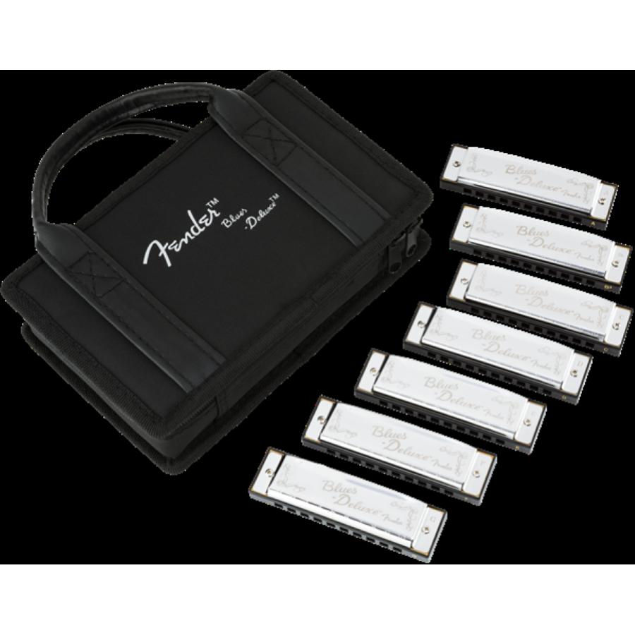 FENDER Blues Deluxe Harmonica Pack of 7 with Case