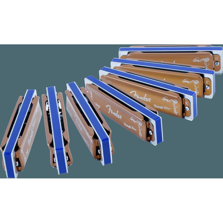 FENDER Midnight Blues Harmonica Pack of 7 with Case