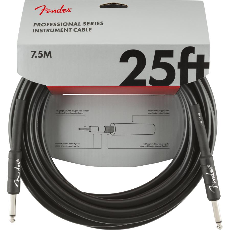 Fender Professional cavo strumento diritto/diritto 8 Mt Black