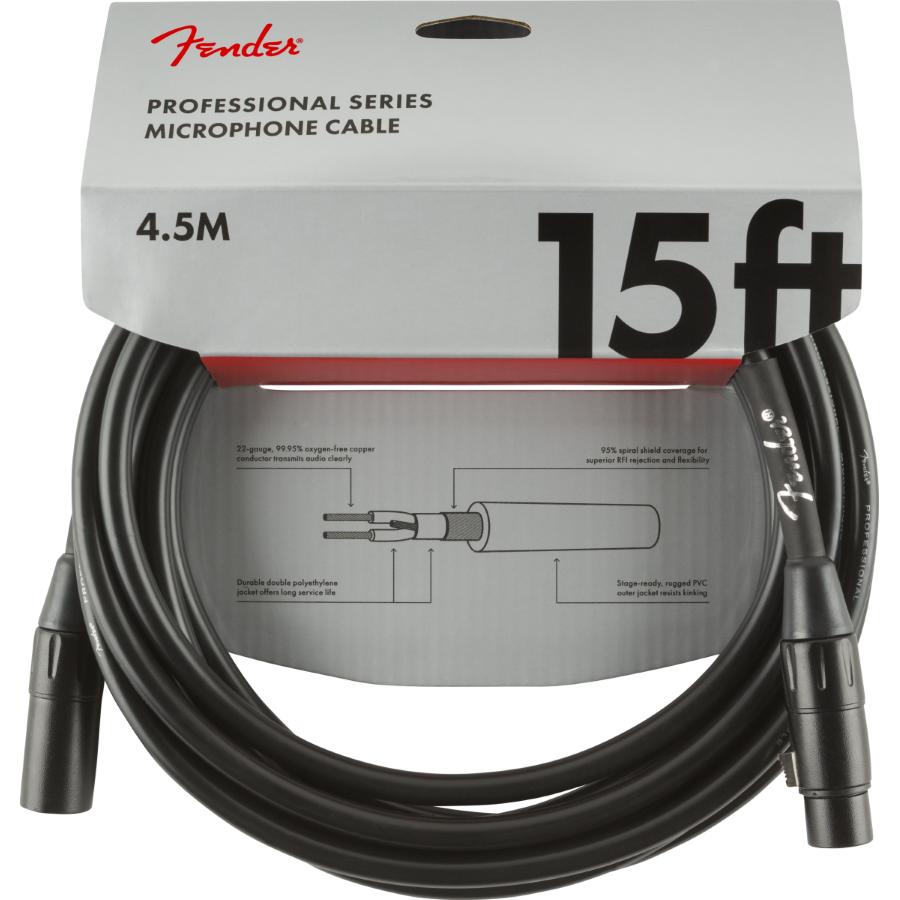 Fender Professional cavo microfono 5 Mt Black PRO 5 Mt MICROPHONE CABLE