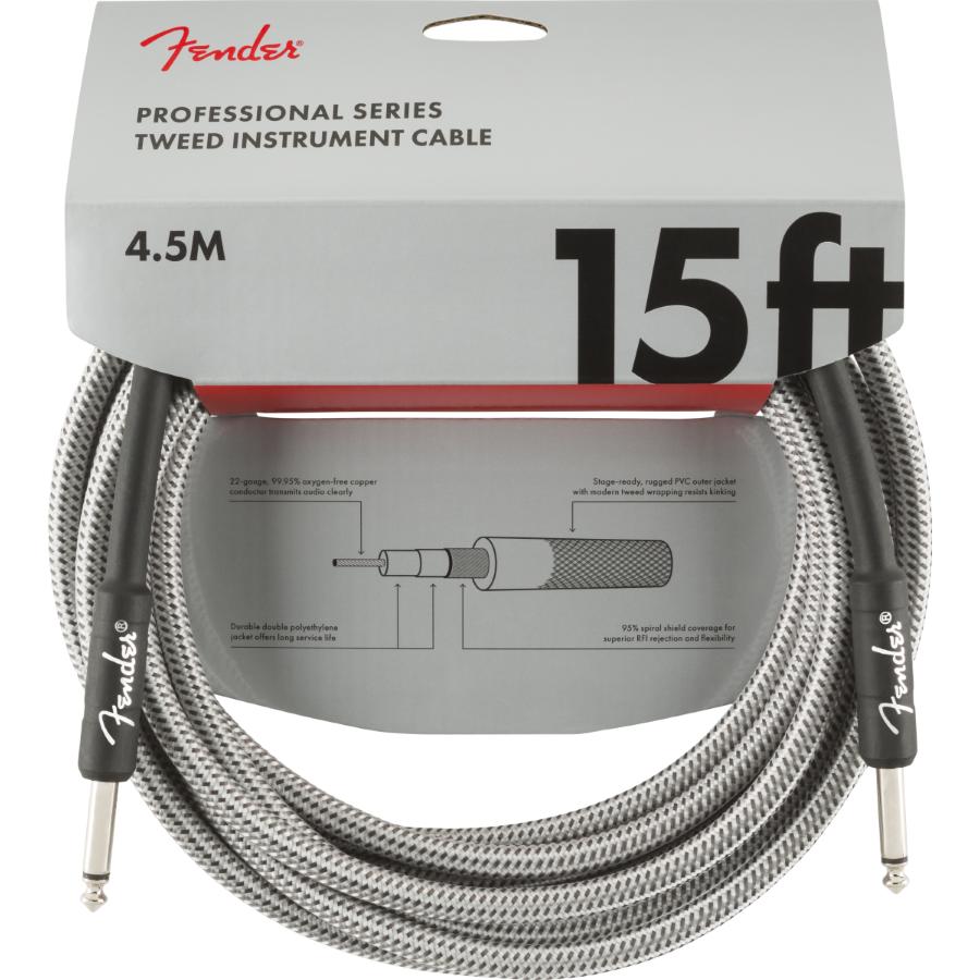 Fender Professional cavo strumento 5 Mt White Tweed