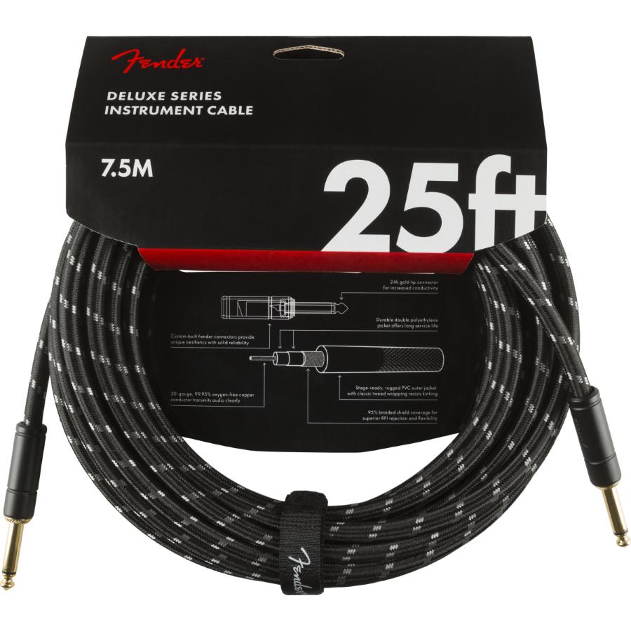 Fender Deluxe cavo strumento diritto/diritto 8 Mt Black Tweed