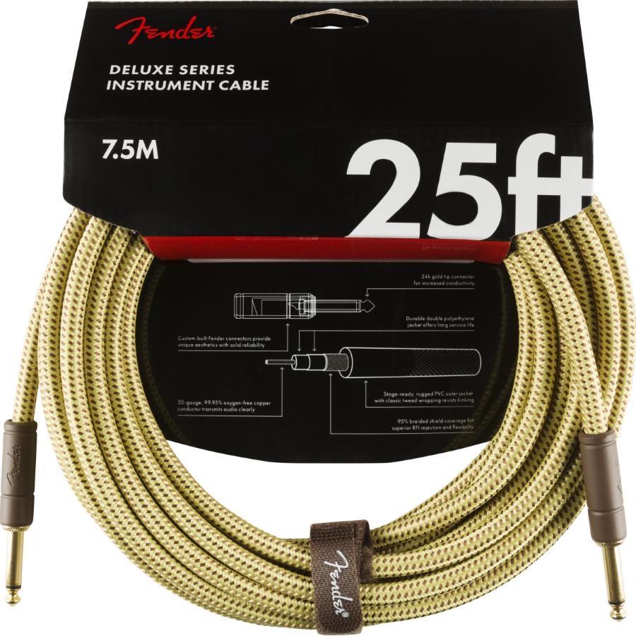 Fender Deluxe cavo strumento diritto/diritto 8 Mt Tweed