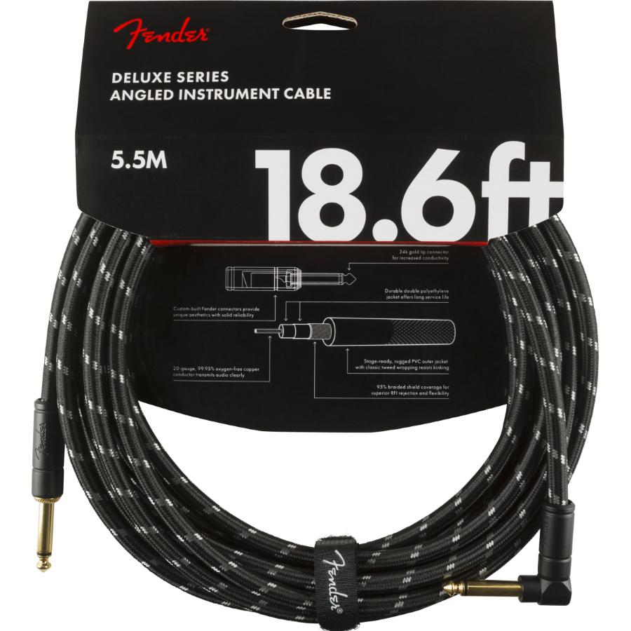 Fender Deluxe cavo strumento diritto/angolo 6 Mt Black Tweed