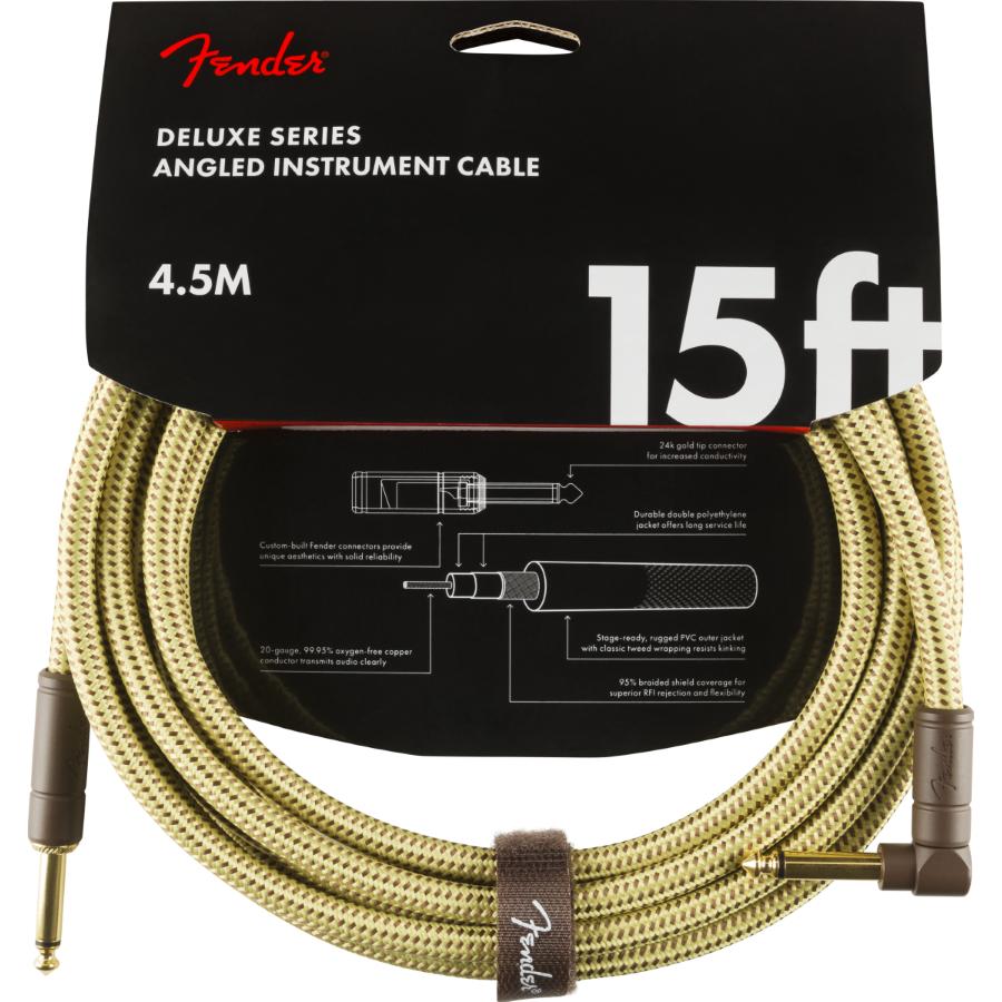 Fender Deluxe cavo strumento diritto/angolo 5 Mt Tweed