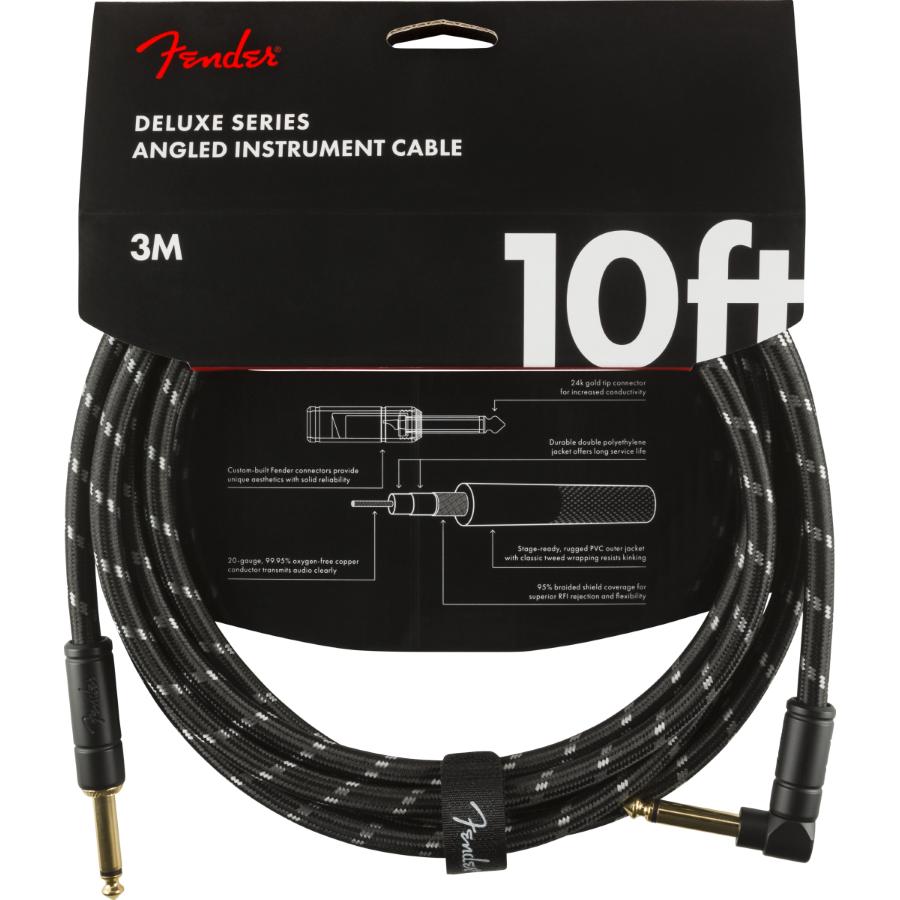 Fender Deluxe cavo strumento diritto/angolo 3 Mt Black Tweed