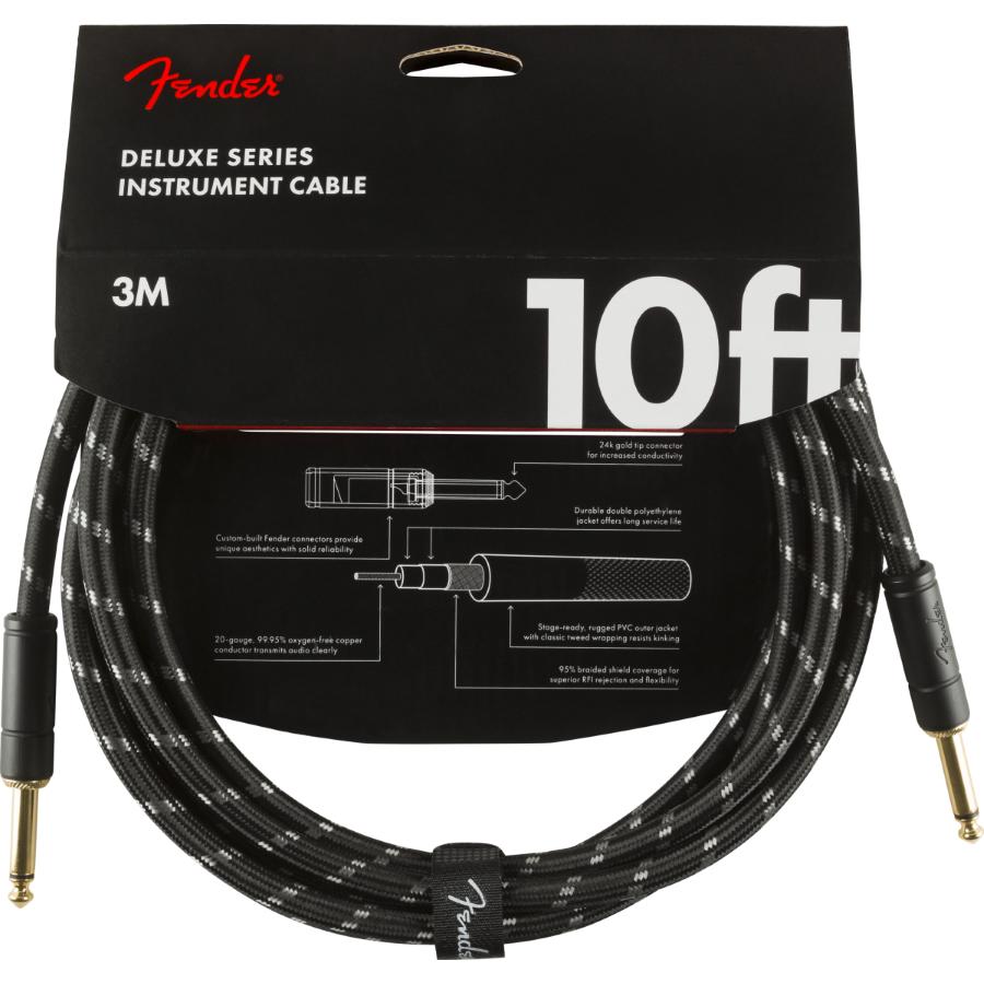 Fender Deluxe cavo strumento diritto/diritto 3 Mt Black Tweed