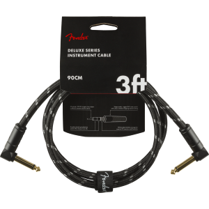 Fender Deluxe cavo strumento angolo/angolo 1 Mt Black Tweed