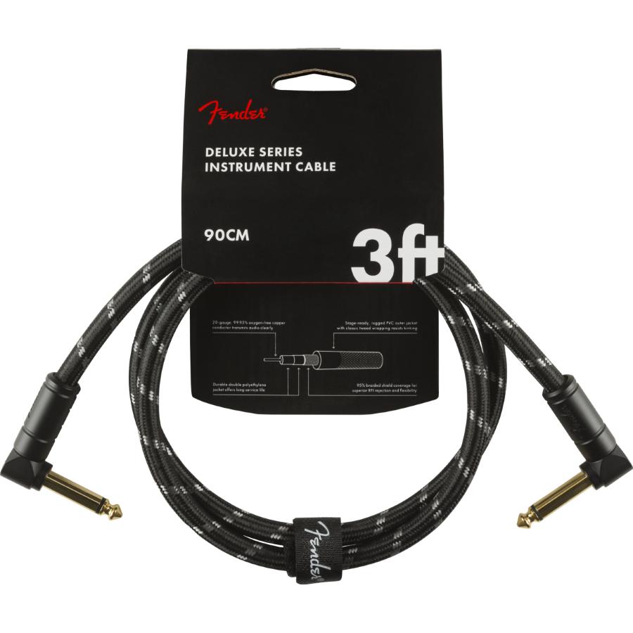 Fender Deluxe cavo strumento angolo/angolo 1 Mt Black Tweed