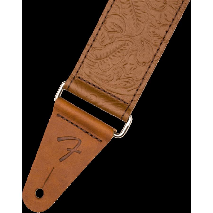 FENDER Tooled Leather Guitar Strap Brown 2"