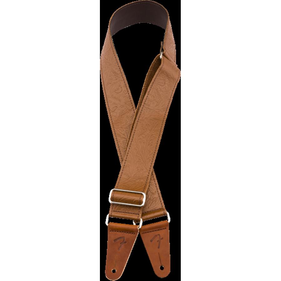 FENDER Tooled Leather Guitar Strap Brown 2"
