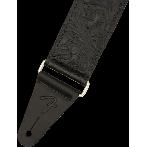 FENDER Tooled Leather Guitar Strap Black 2"