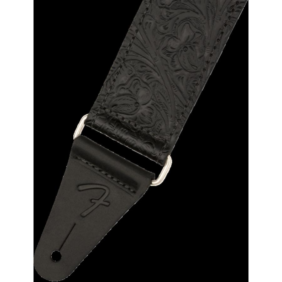 FENDER Tooled Leather Guitar Strap Black 2"