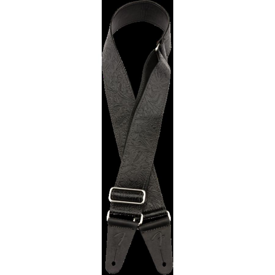 FENDER Tooled Leather Guitar Strap Black 2"