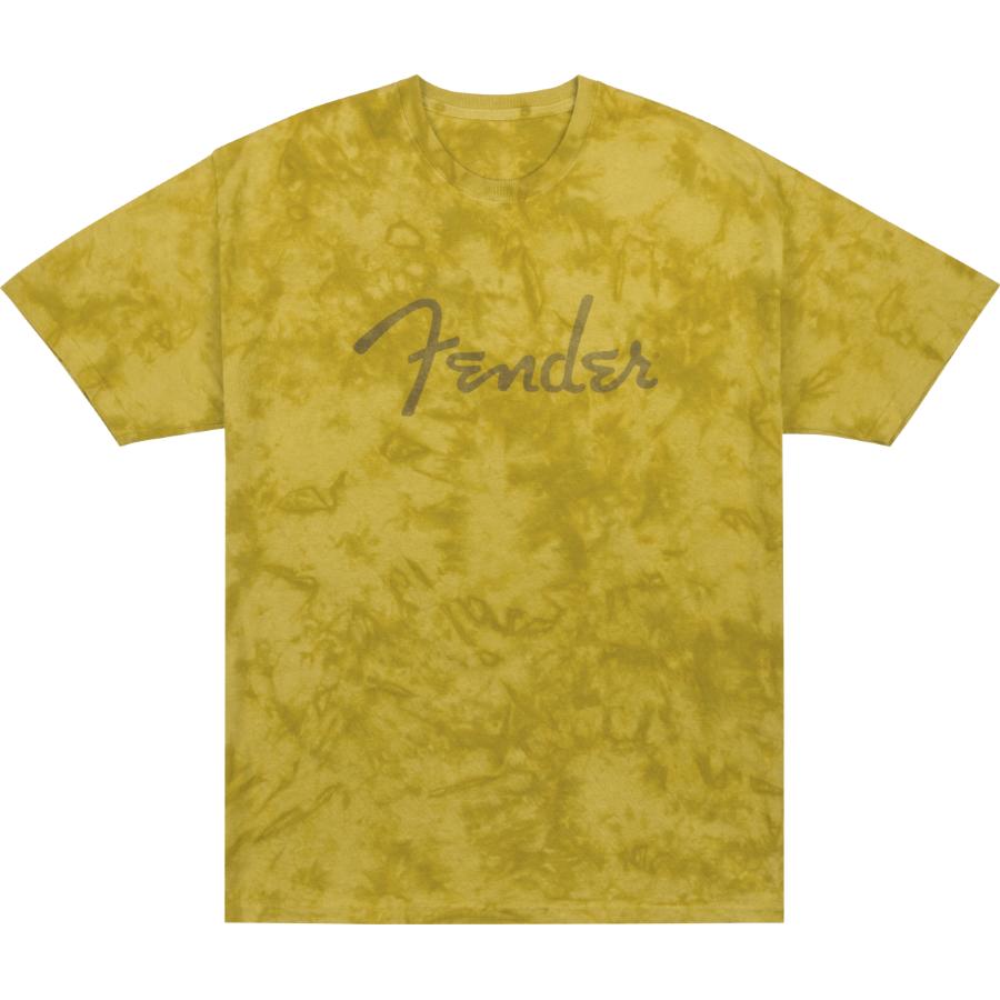 FENDER Spaghetti Logo Tie-Dye T-Shirt Mustard L