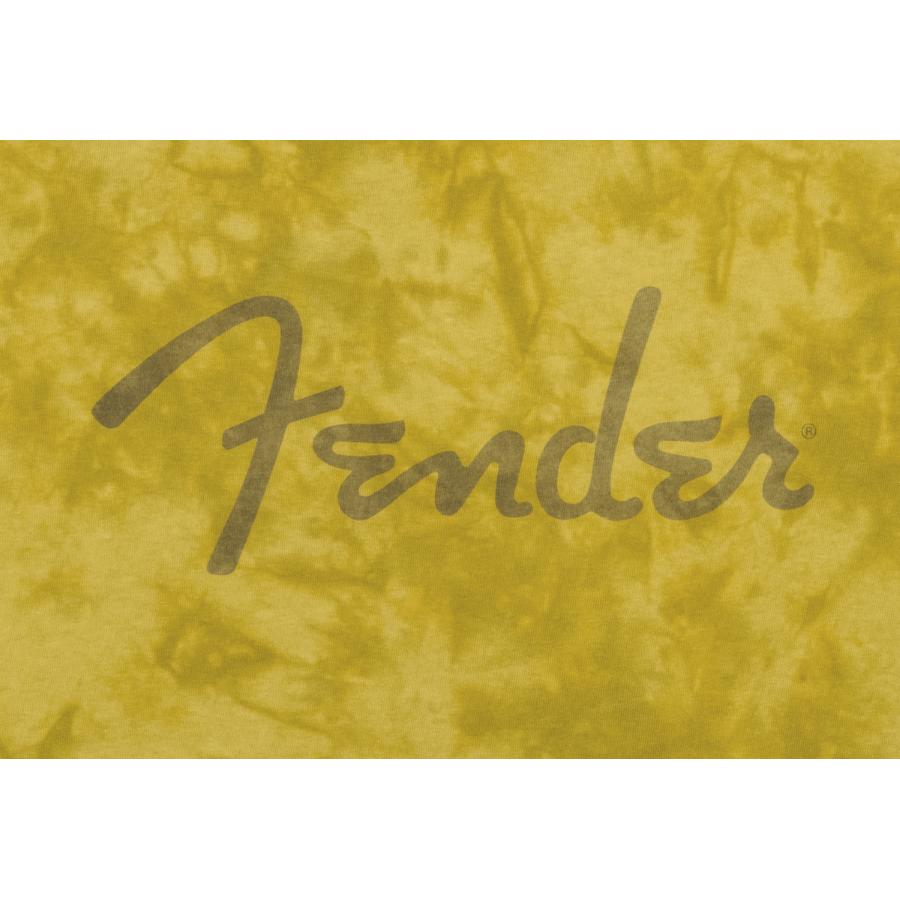 FENDER Spaghetti Logo Tie-Dye T-Shirt Mustard L