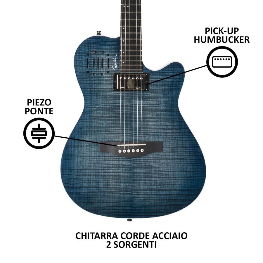 Godin Multiac A 6 ULTRA Denim Blue Flame