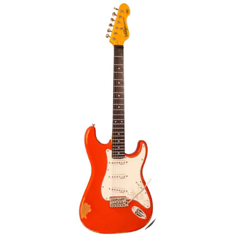 VINTAGE Chitarra Elettrica V6 Icon Distressed Firenza Rosso