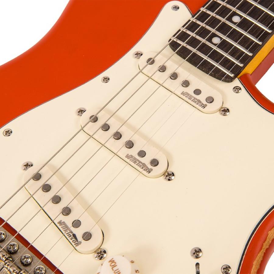 VINTAGE Chitarra Elettrica V6 Icon Distressed Firenza Rosso