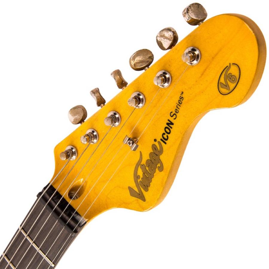 VINTAGE Chitarra Elettrica V6 Icon Distressed Firenza Rosso