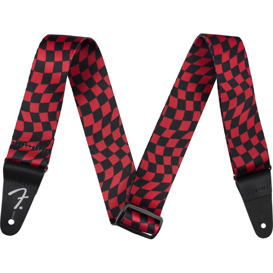FENDER Wavy Checkerboard Polyester Strap Red