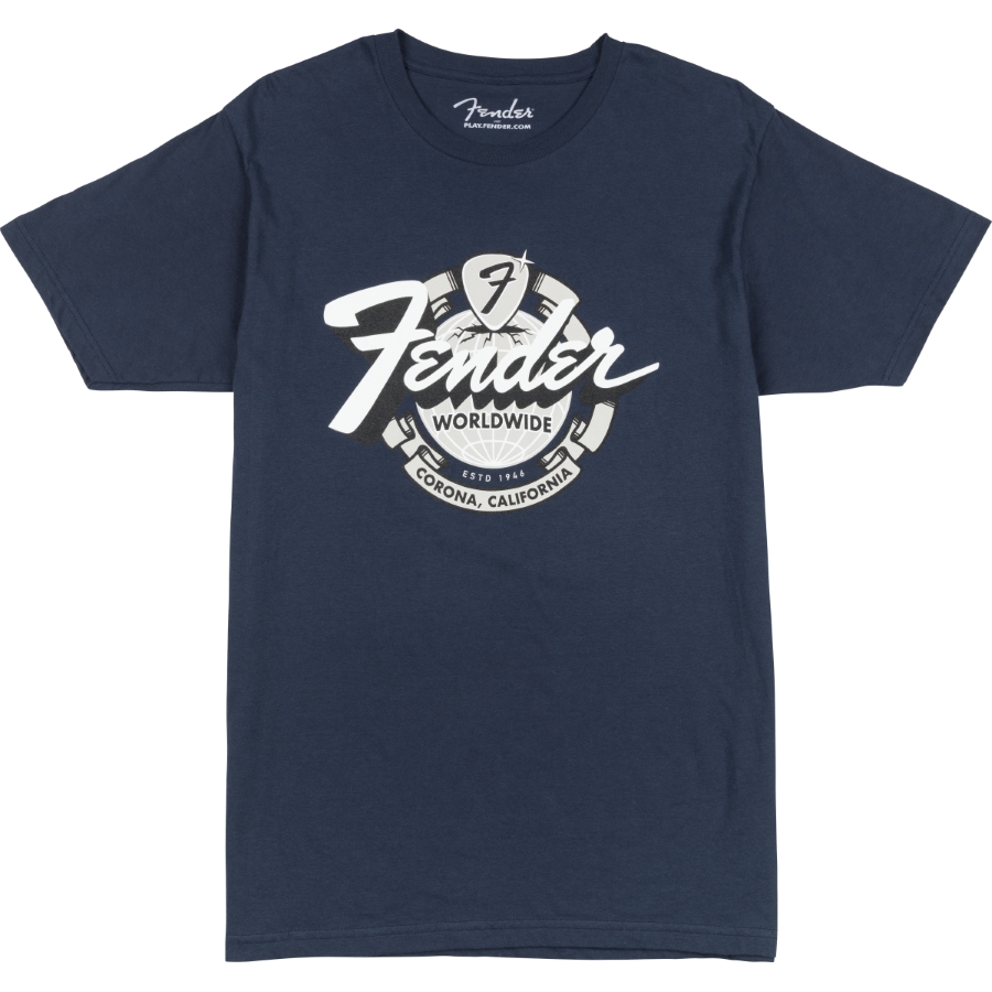 FENDER Maglietta World Wide Blu Navy Vintage M
