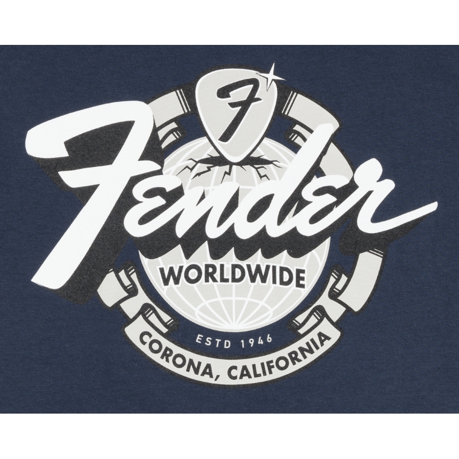 FENDER Maglietta World Wide Blu Navy Vintage XL