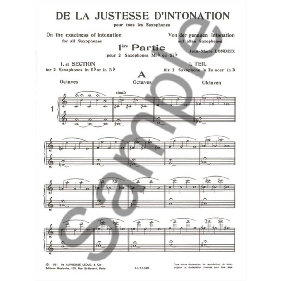 Londeix De La Justesse D'Intonation Pour Tous Les Saxophones