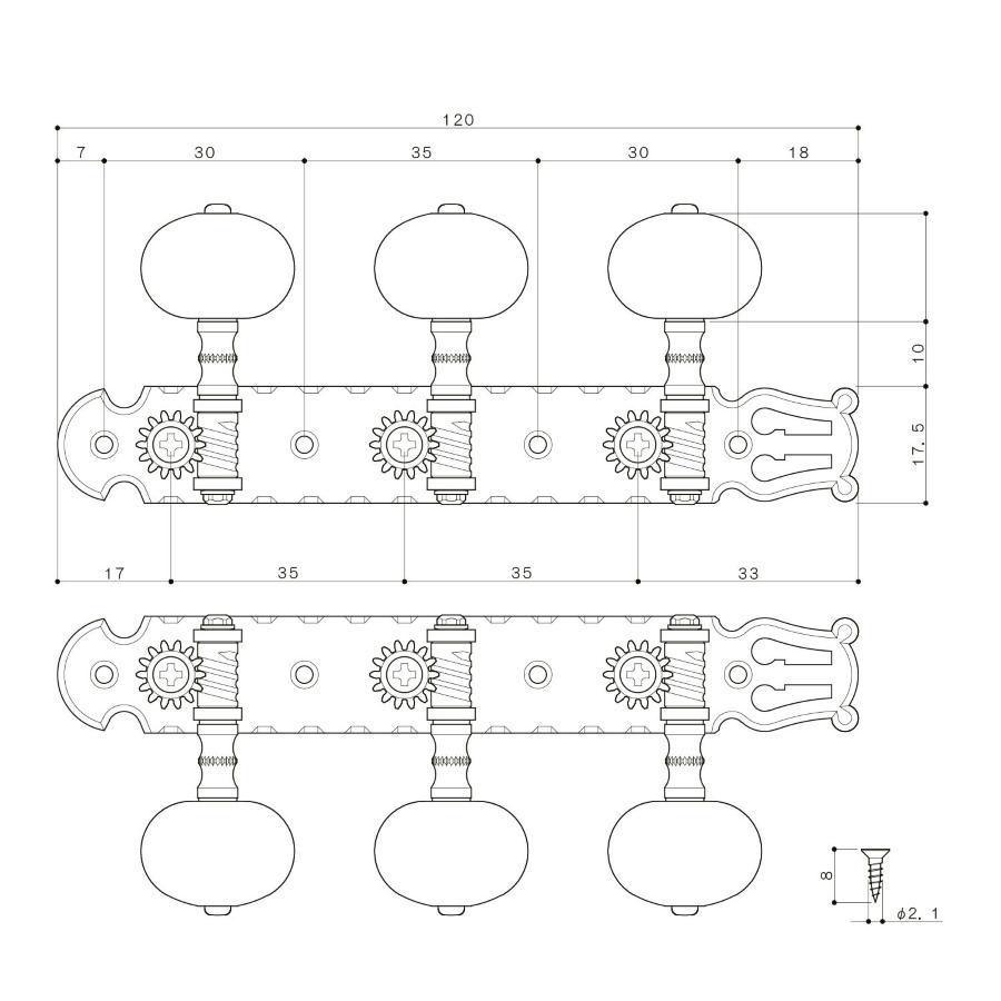 GOTOH 35G1600 2W Set di meccaniche 3+3 per chitarra classica