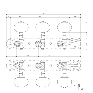 GOTOH 35G3600C EN Set di meccaniche 3+3 chitarra classica