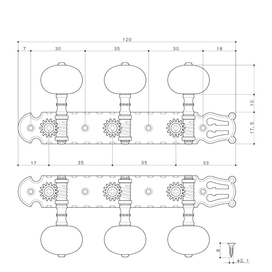 GOTOH 35G3600C EN Set di meccaniche 3+3 chitarra classica