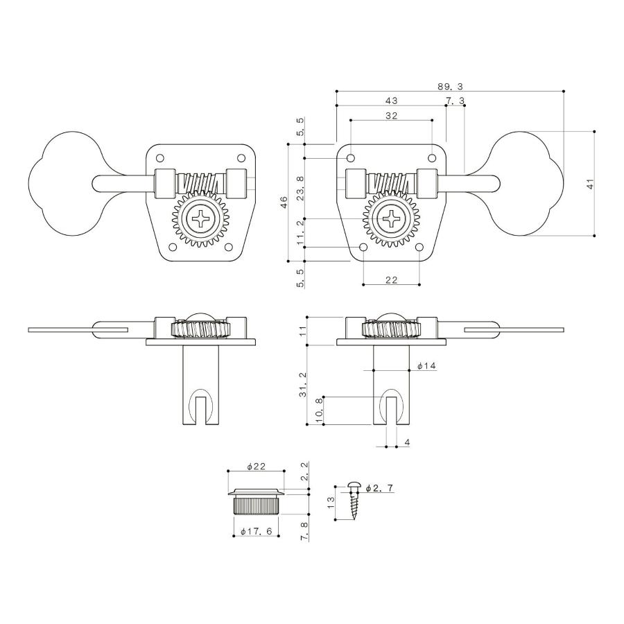 GOTOH GB2 R5N Meccaniche Basso 5R Lefty Nickel