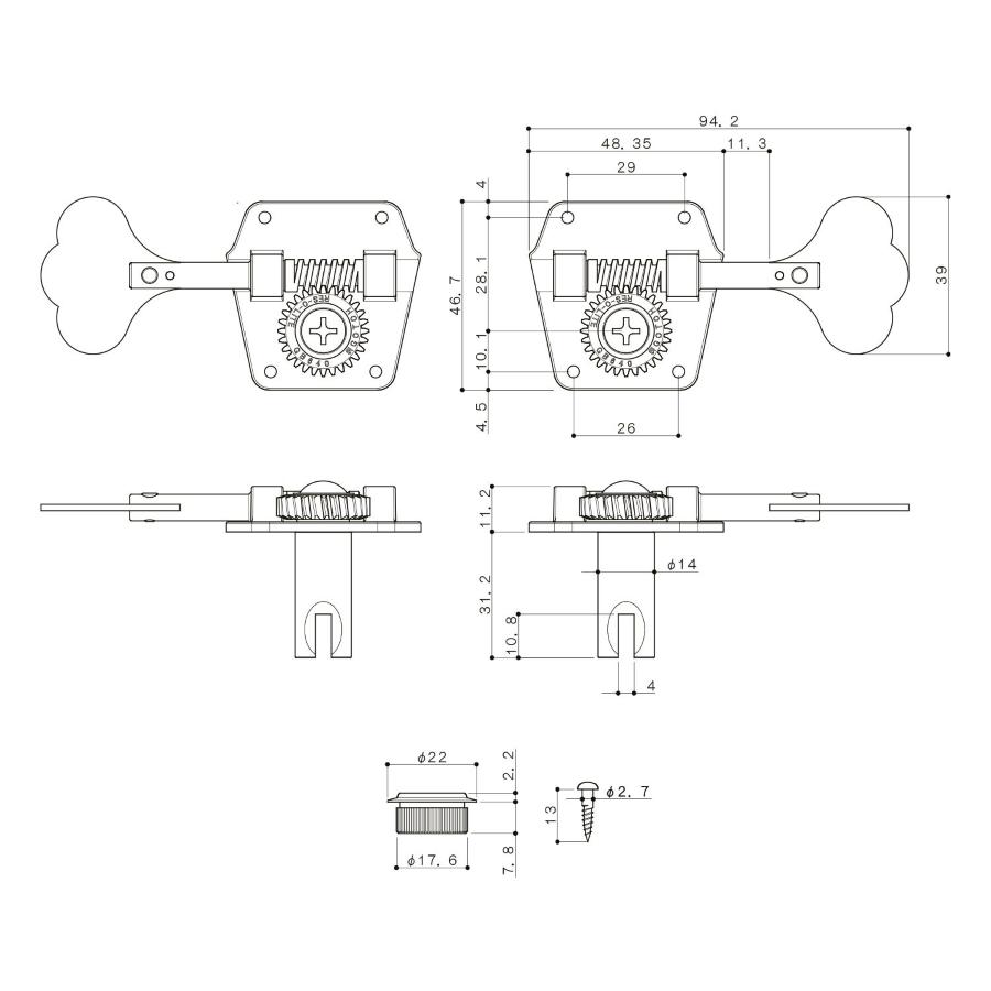 GOTOH GB640 R1N Meccanica Basso 1R Nickel