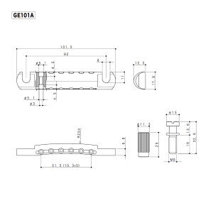 GOTOH GE101A GG Stop Tailpiece 6 Corde Gold