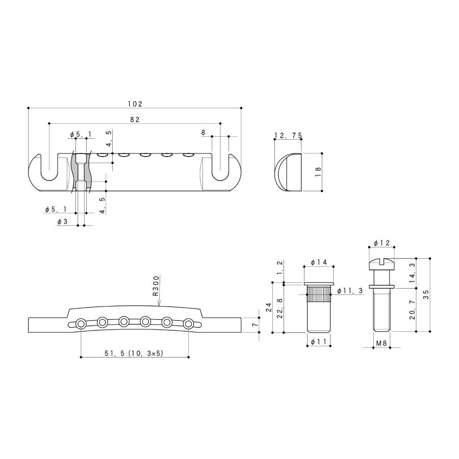 GOTOH GE101Z T CK Stop Tailpiece 6 Corde Black Chrome