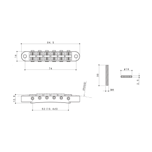 GOTOH GE103B C Ponte Fisso TOM Style 6 Corde Chrome