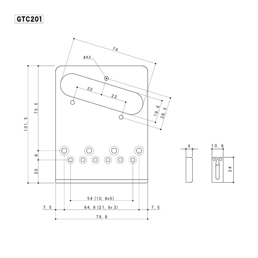 GOTOH GTC201 GG Ponte Fisso Tele Style 6 Corde Gold
