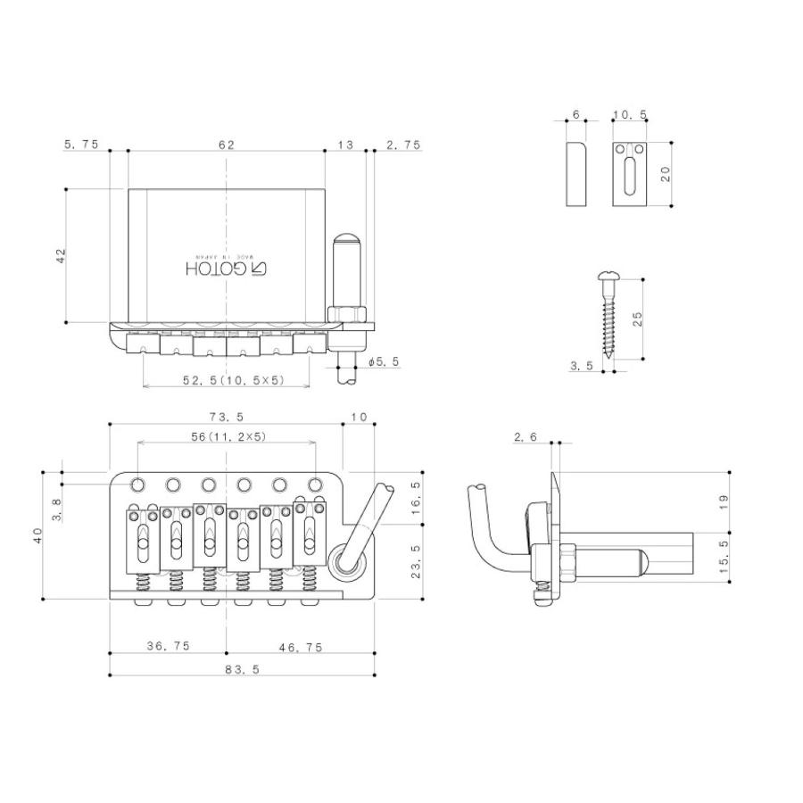 GOTOH NS510TS FE2 42GG Ponte Tremolo 6 Corde Gold
